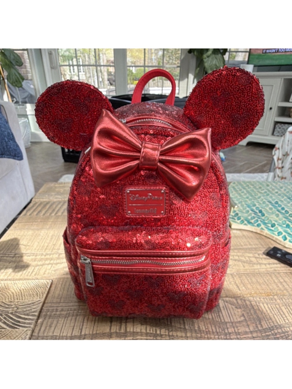 Red Sequin Minnie Ear Mini Backpack